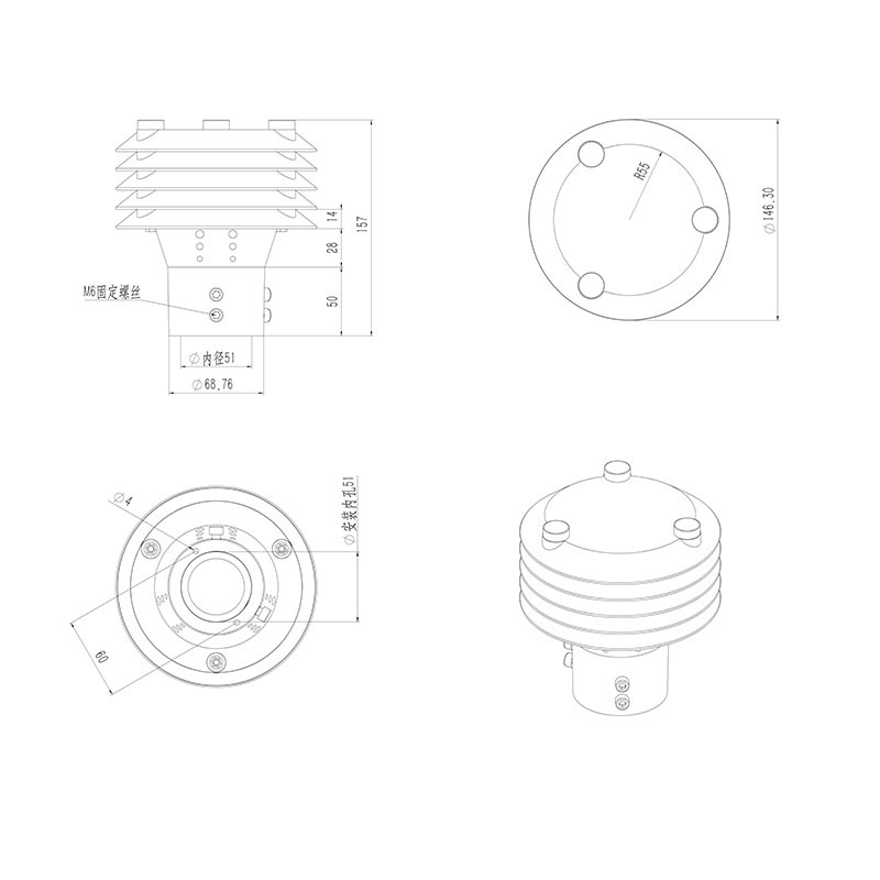 高精度二氧化硫传感器产品尺寸图